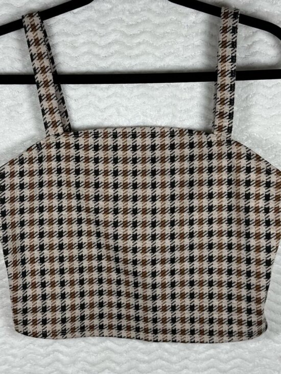 Tops - Crop Top - Black, Brown, and White.
